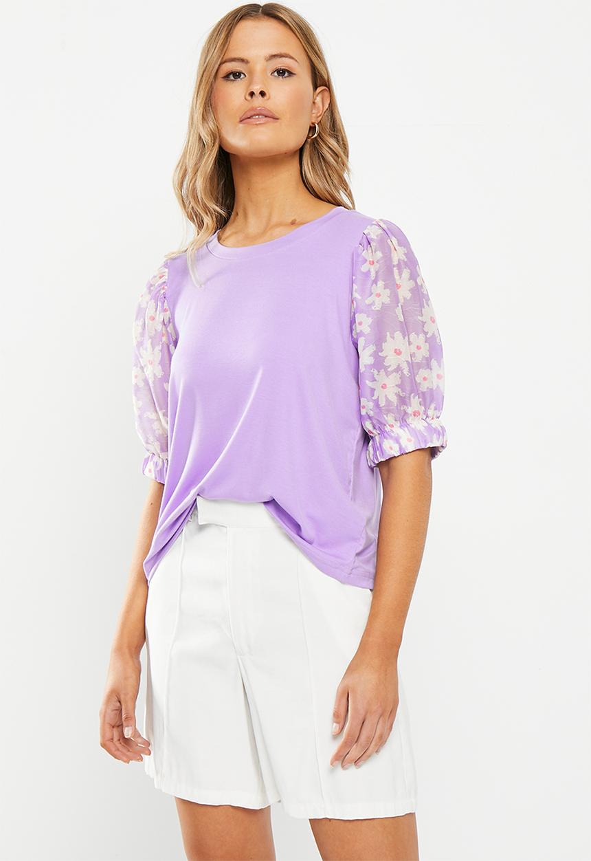 Me&B - The organza combo tee  - lilac floral