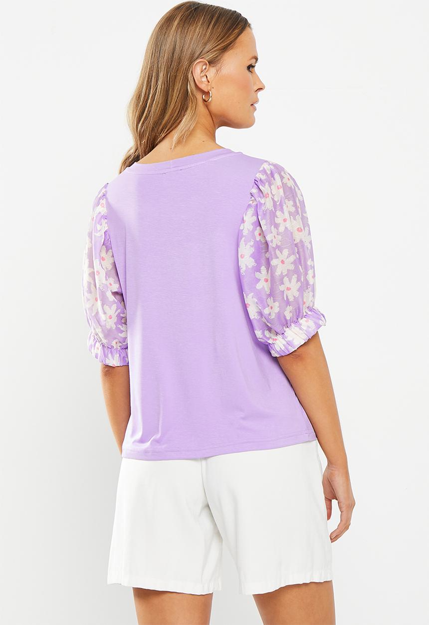 Me&B - The organza combo tee  - lilac floral