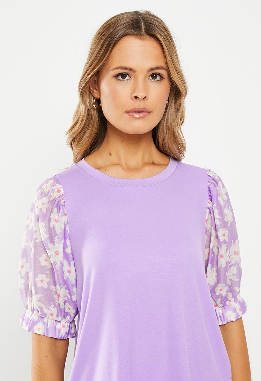 Me&B - The organza combo tee  - lilac floral