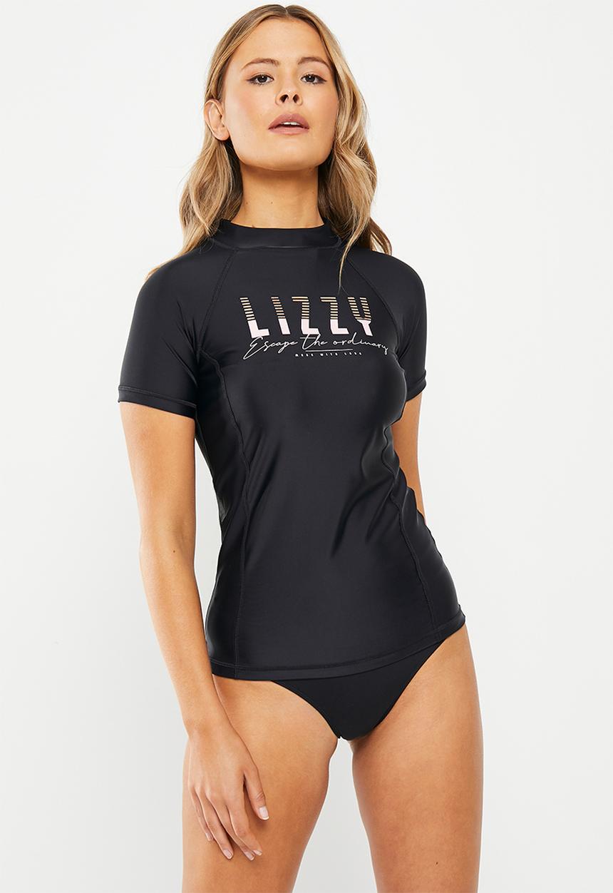 Lizzy - Coulter cap sleeve rashie - black