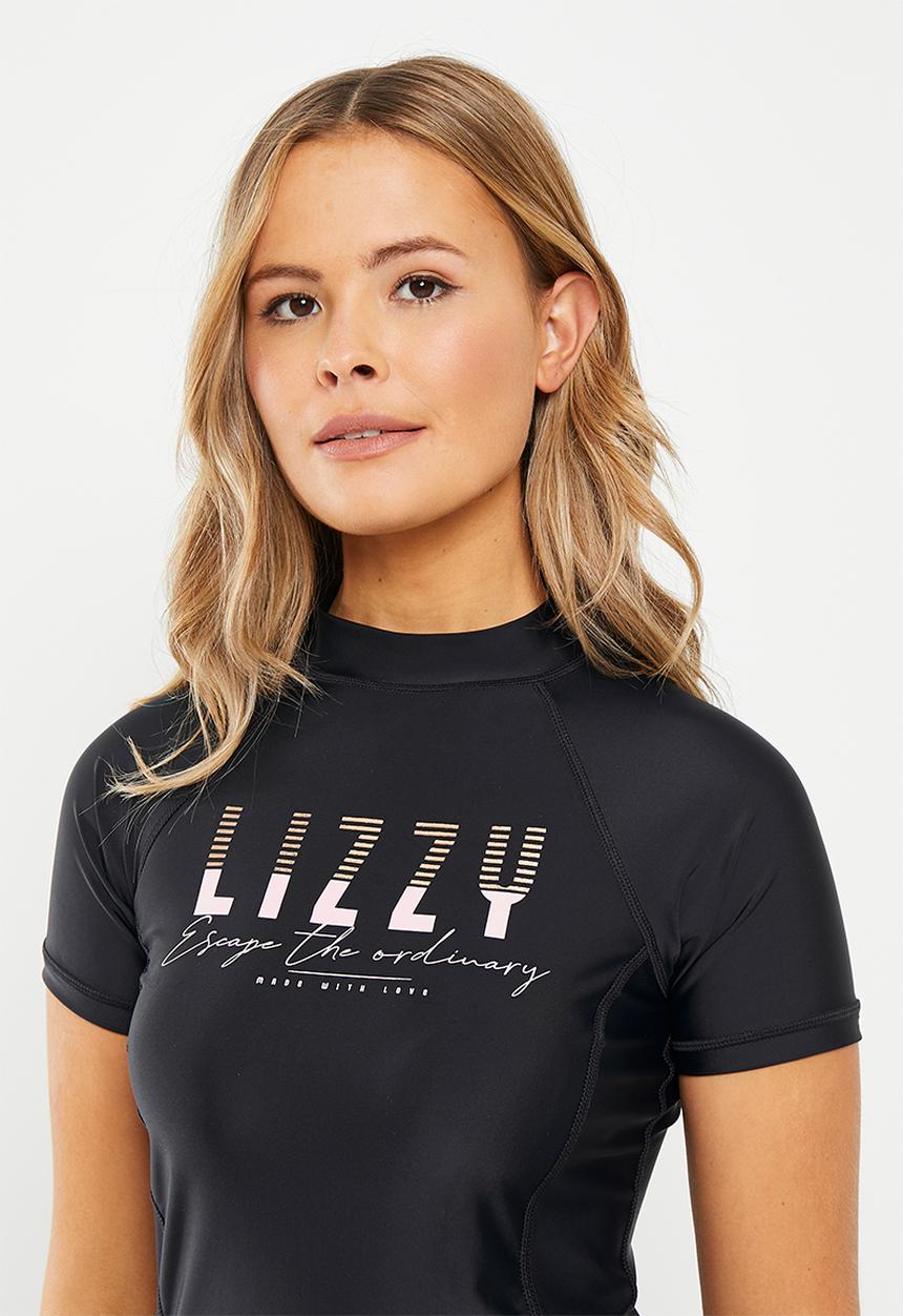 Lizzy - Coulter cap sleeve rashie - black