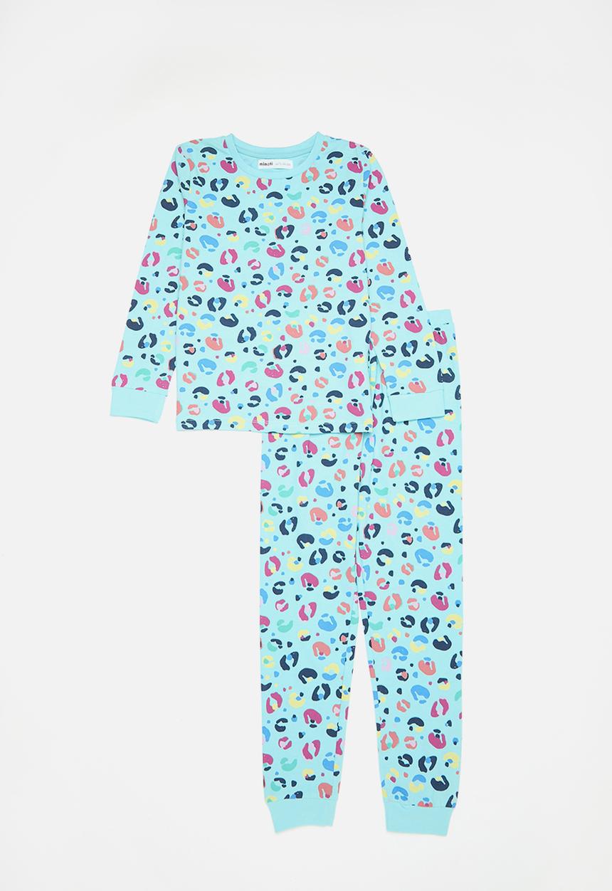 MINOTI - Girls 2 Pack multi aop pyjama set - turquoise 