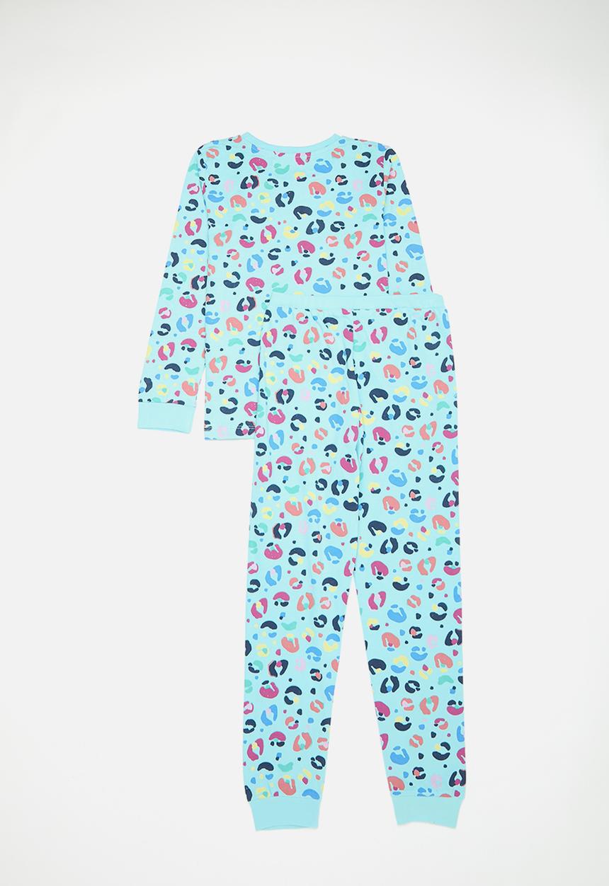 MINOTI - Girls 2 Pack multi aop pyjama set - turquoise 