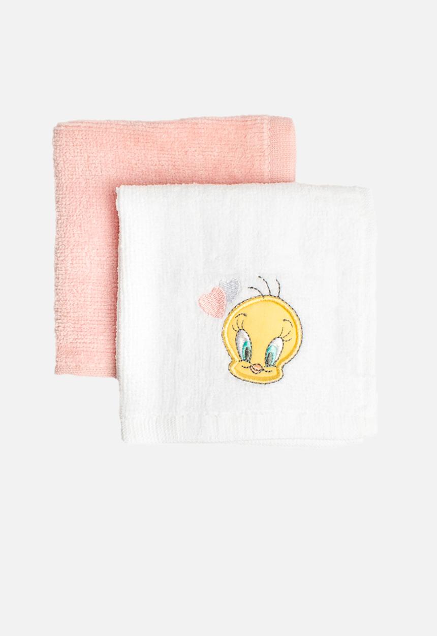 Character Group - Tweety 2 pack face cloth - pink & white