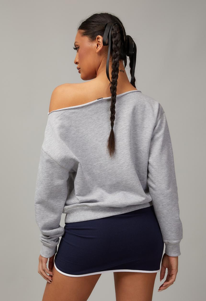 Factorie - Slouchy off shoulder crew - grey marle