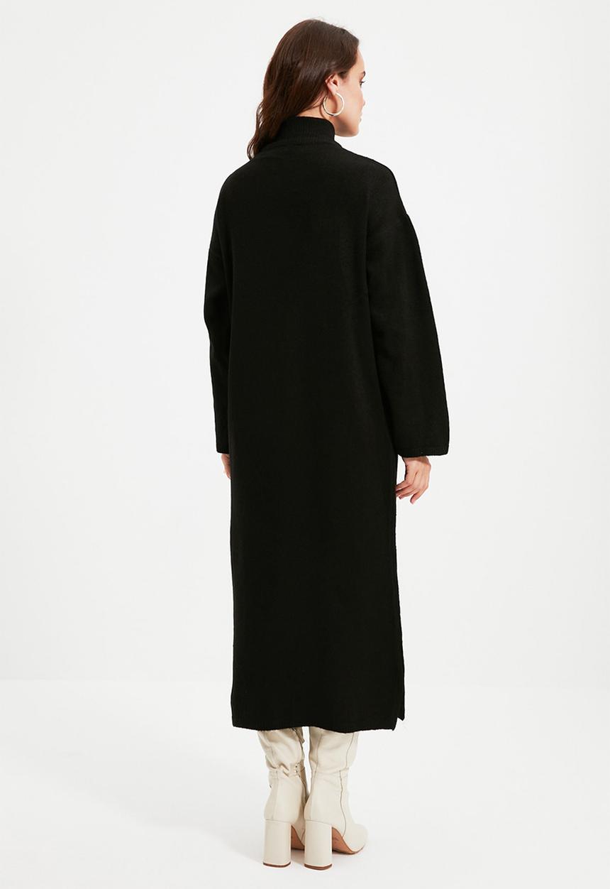 Trendyol - Modest poloneck knit dress - black