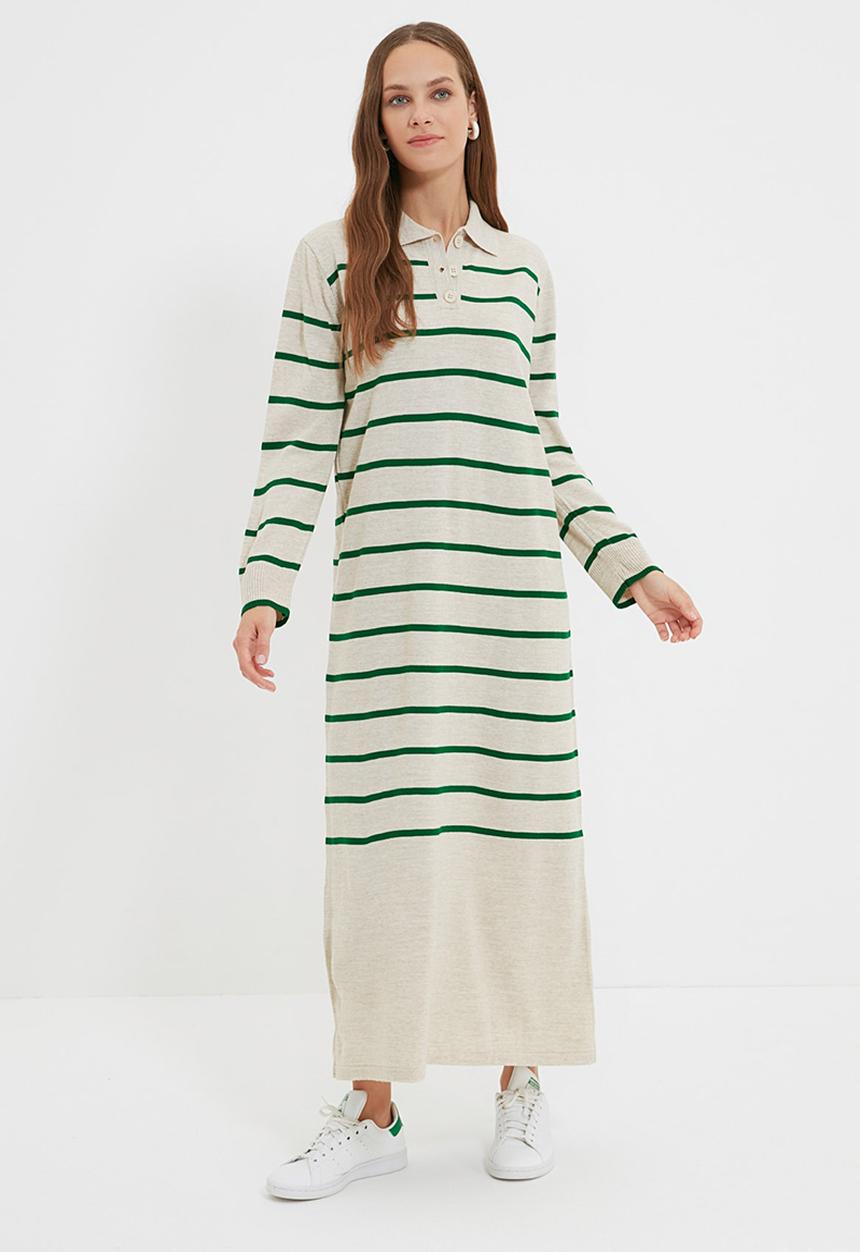 Trendyol - Modest knit maxi dress - beige