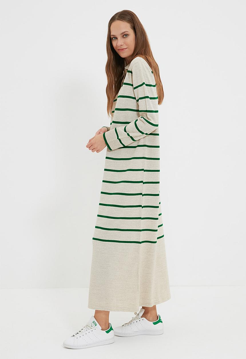 Trendyol - Modest knit maxi dress - beige