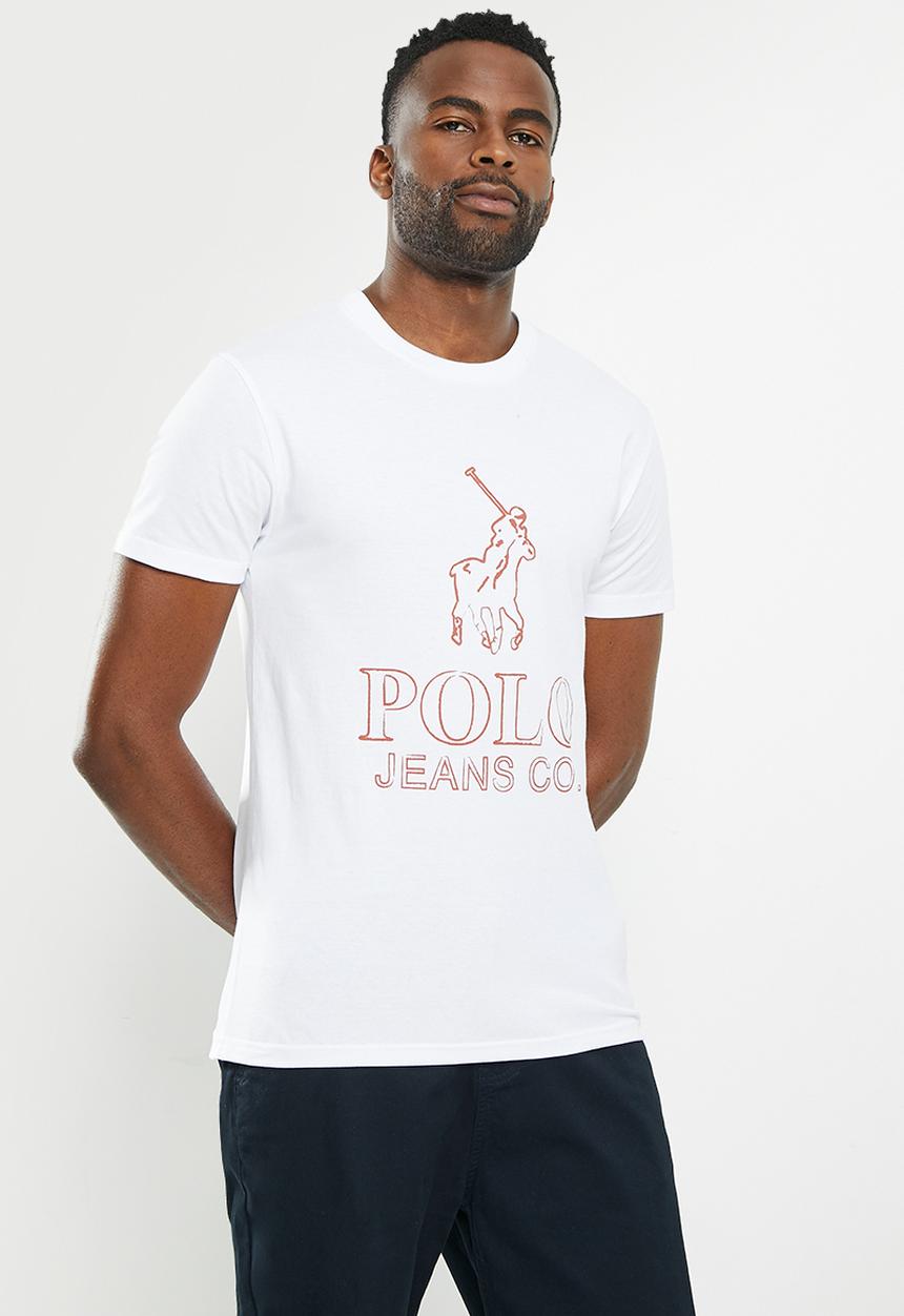 POLO - Mens pjc short sleeve  logo tee - white