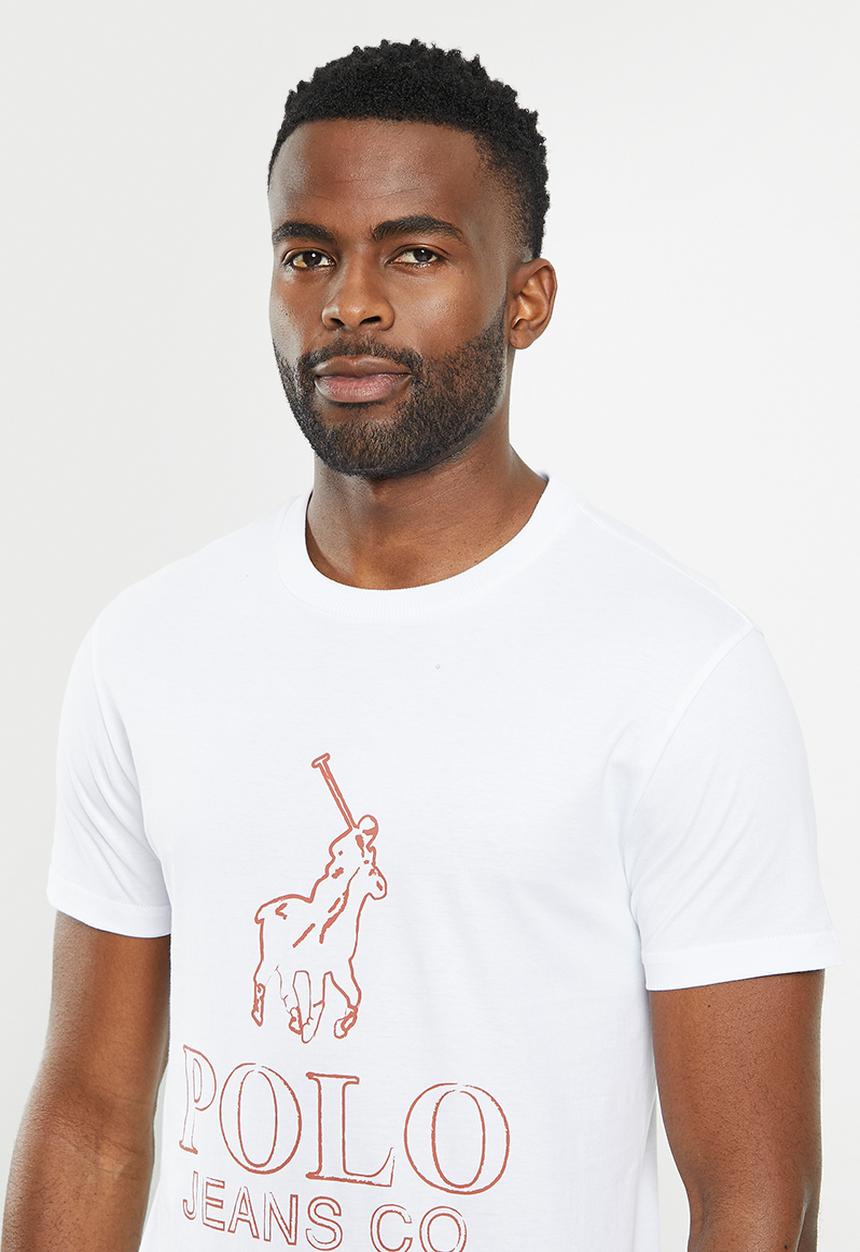 POLO - Mens pjc short sleeve  logo tee - white