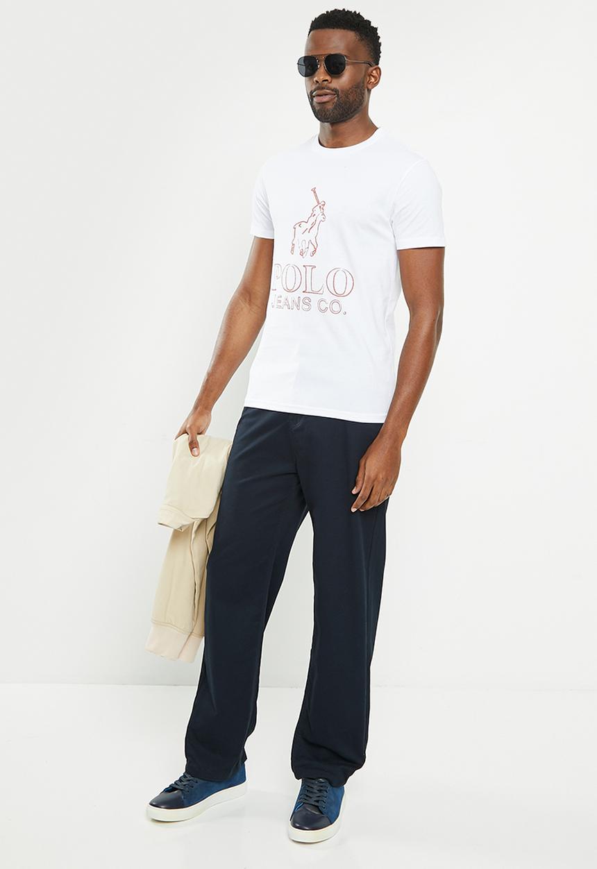 POLO - Mens pjc short sleeve  logo tee - white