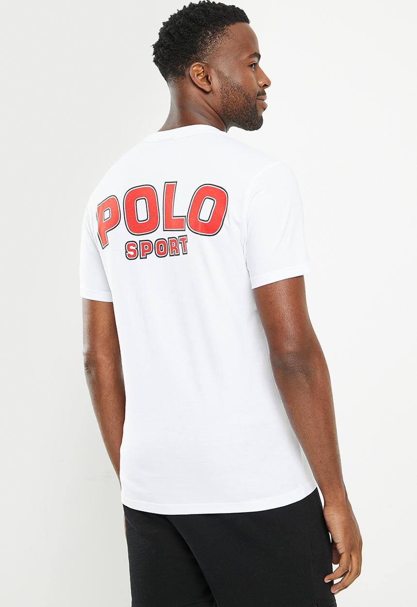 POLO - men sport short sleeve back logo tee - white