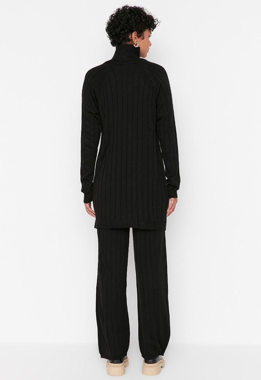 Trendyol - Modest poloneck knit two-piece set - black