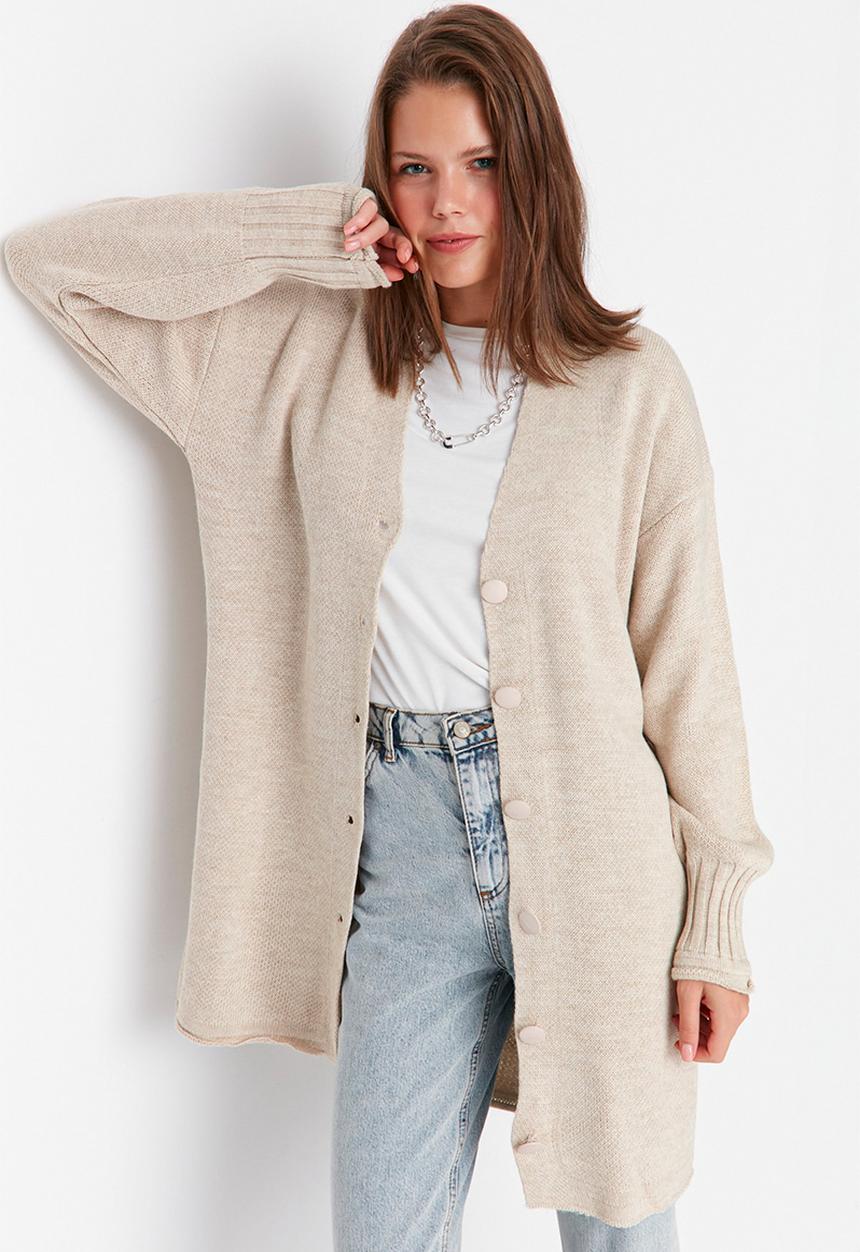 Trendyol - Modest long basic cardigan - stone