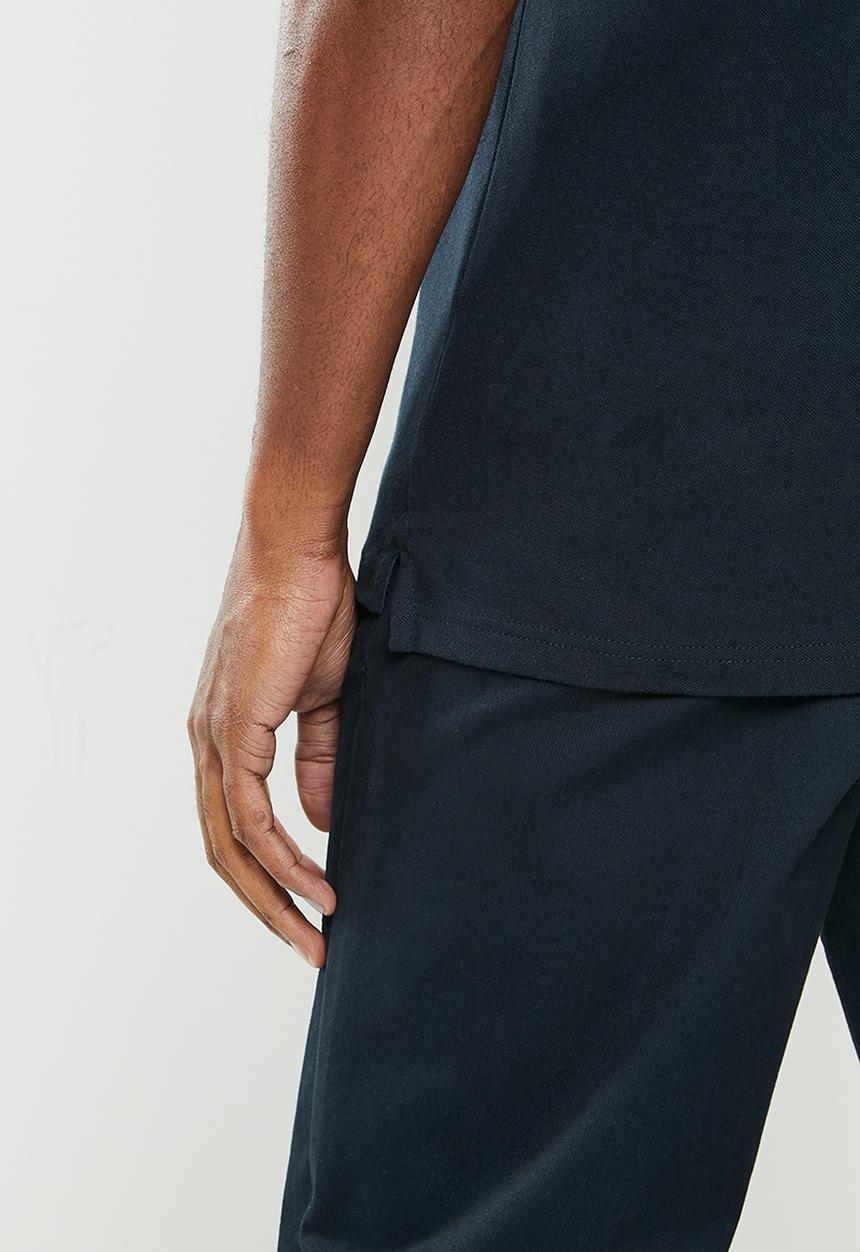 POLO - Mens colour block logo short sleeve golfer - mid blue