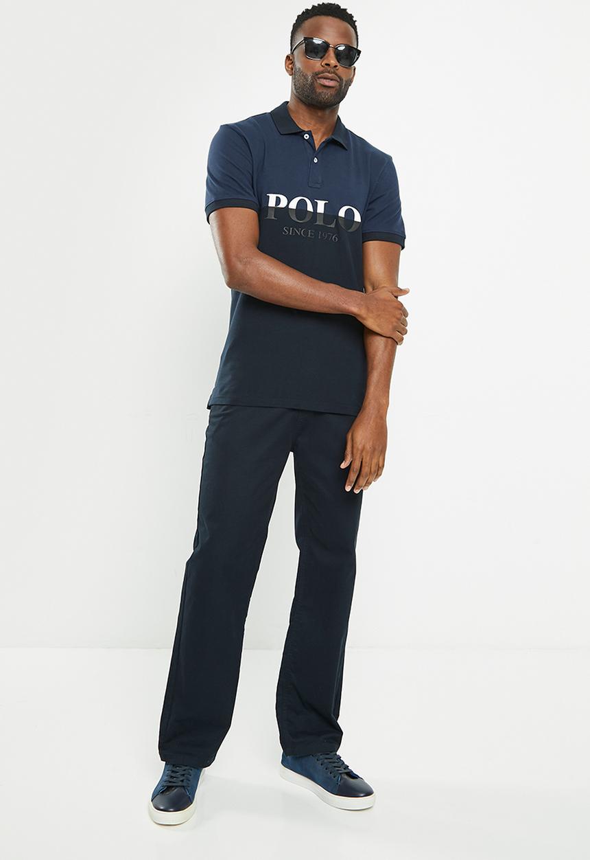 POLO - Mens colour block logo short sleeve golfer - mid blue