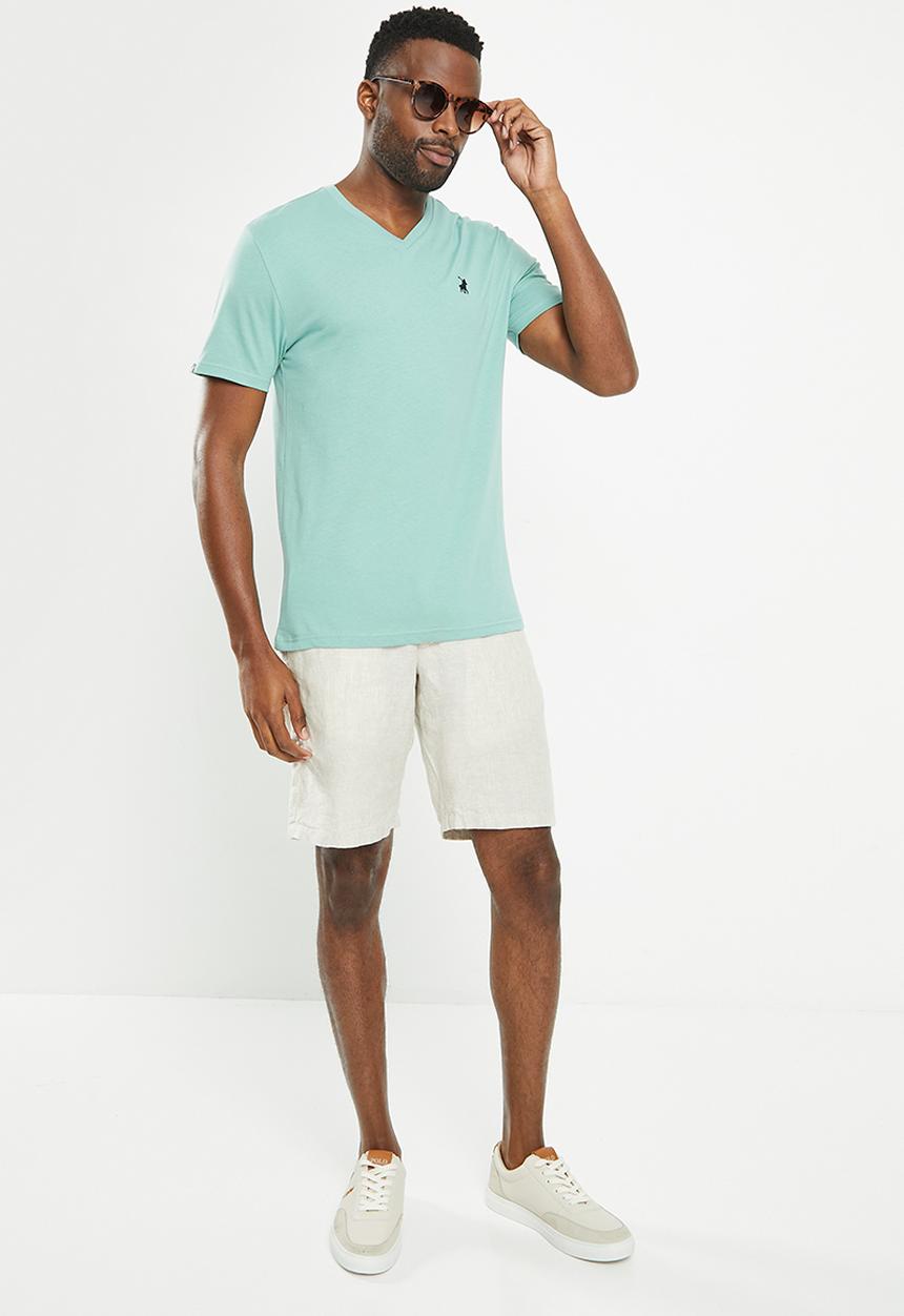 POLO - Mens V-neck short sleeve tee - light blue