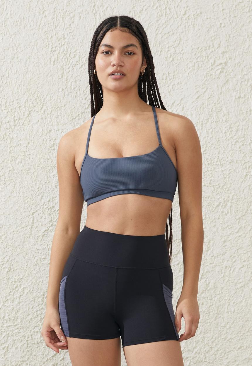 Cotton On - Rib workout yoga crop - folkstone grey rib