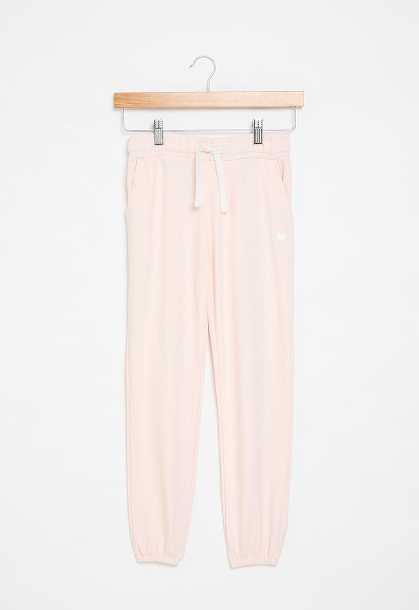 MINOTI - Girls basic emb fleece jogpant - light pink