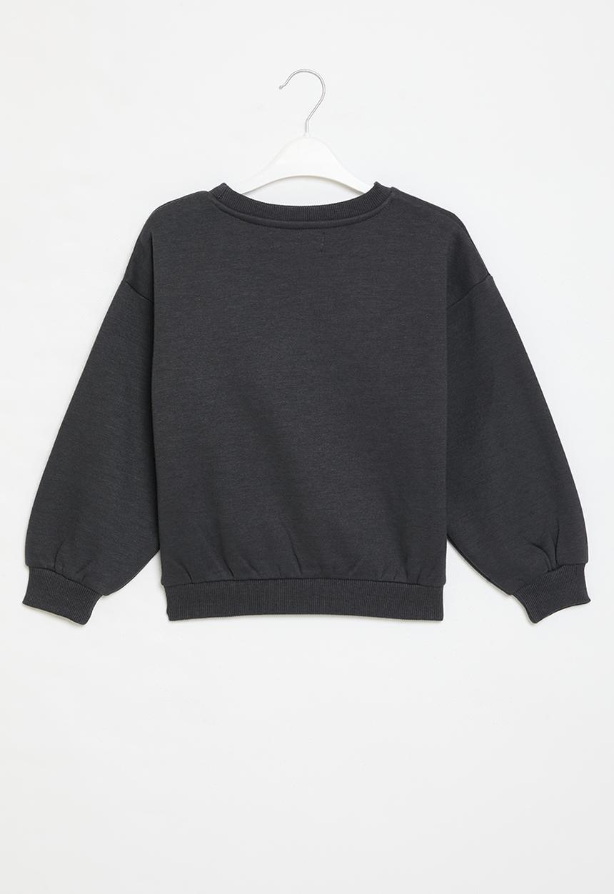 MINOTI - Girls basic be kind fleece crew - charcoal 