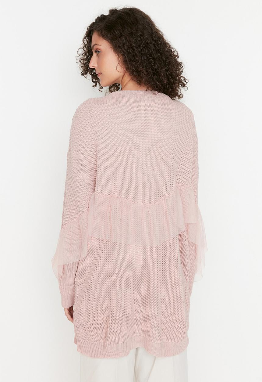 Trendyol - Ruffle sleeve cardigan - powder pink