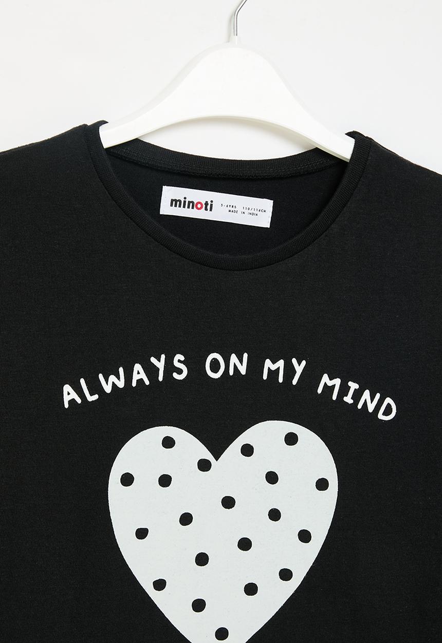MINOTI - Girls basic on my mind graphic long sleeve top - black 