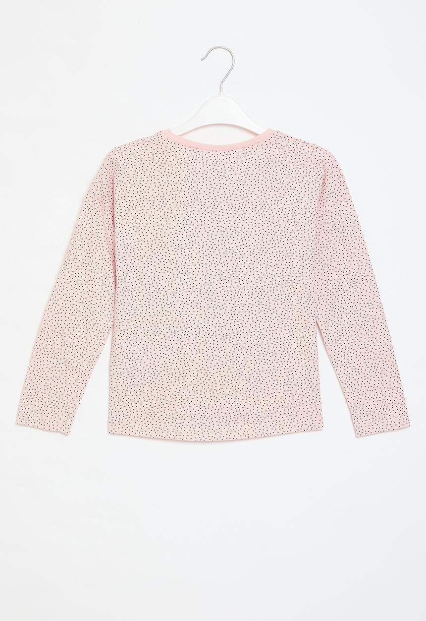 MINOTI - Girls basic zebra spotty graphic long sleeve top - pink