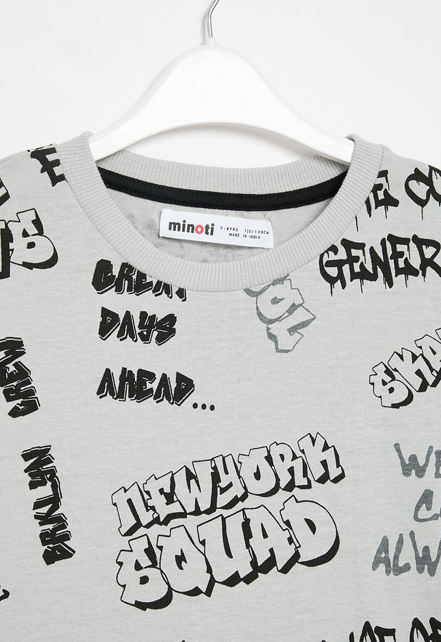 MINOTI - Boys basic aop drop hem top - grey 