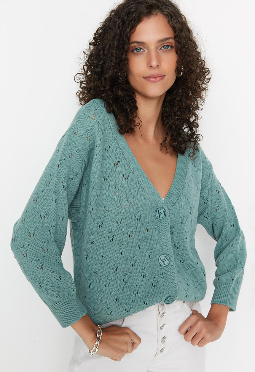 Trendyol - Ajouré cardigan - mint