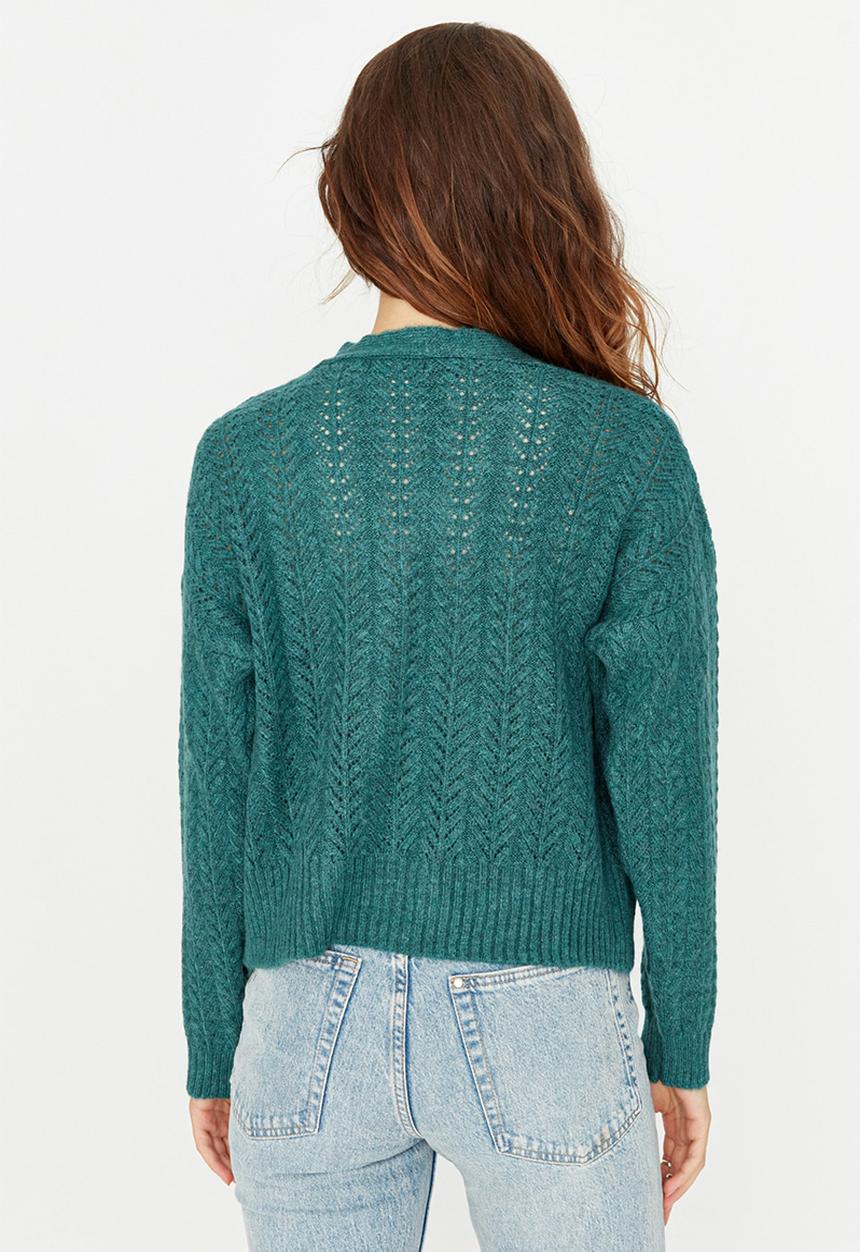 Trendyol - Button down relaxed cardigan - petrol