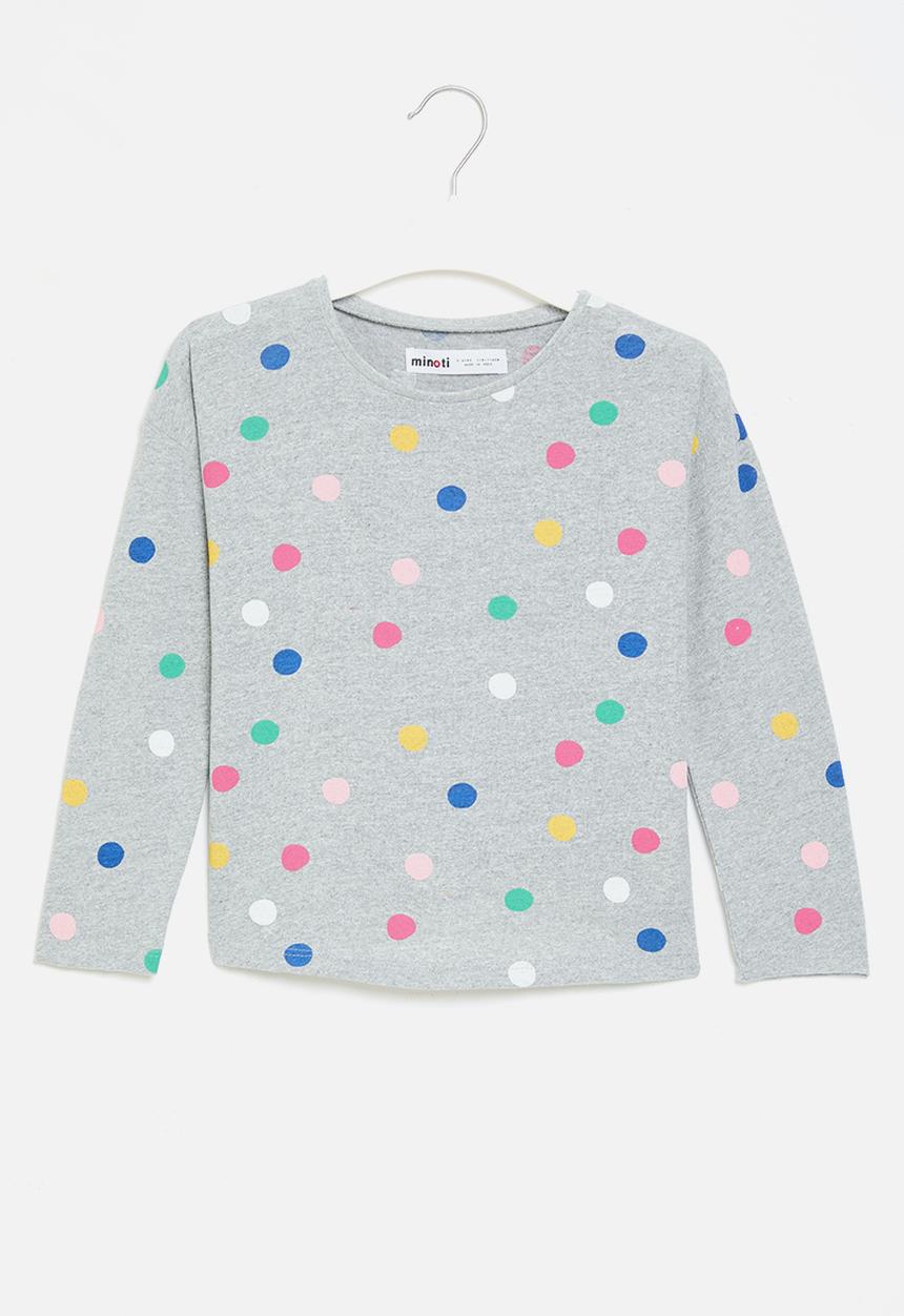 MINOTI - Girls basic spotty aop graphic long sleeve top - multi