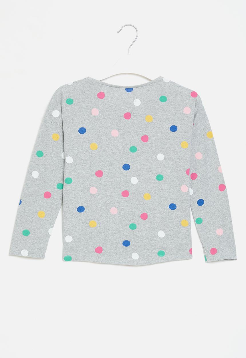 MINOTI - Girls basic spotty aop graphic long sleeve top - multi