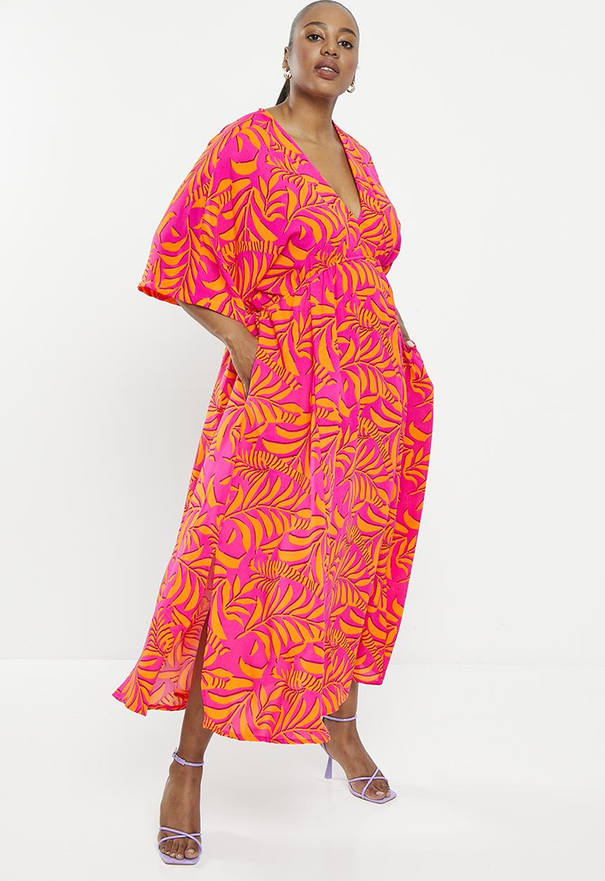 Me&B - Joy kaftan - cerise & orange tropical palm