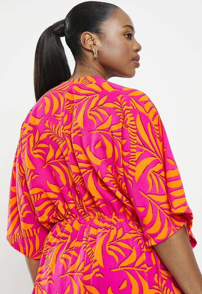 Me&B - Joy kaftan - cerise & orange tropical palm