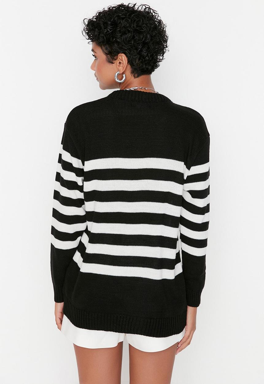 Trendyol - Oversize stripe sweater - black