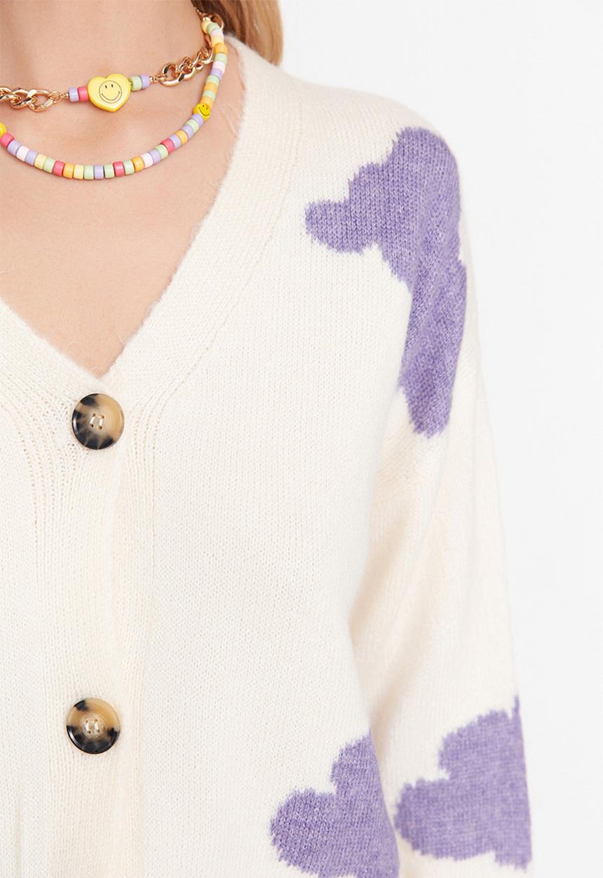 Trendyol - Cloud print cardigan - ecru