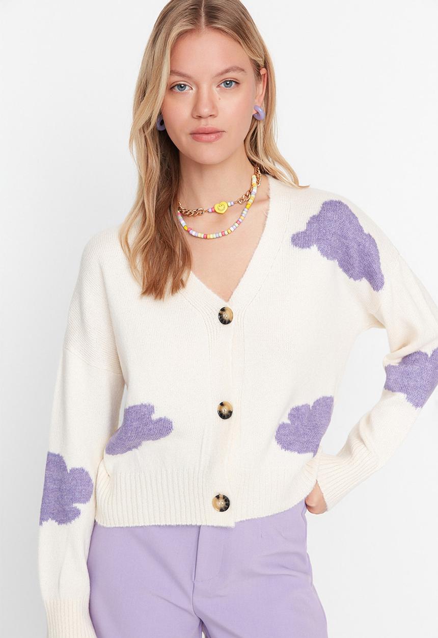 Trendyol - Cloud print cardigan - ecru