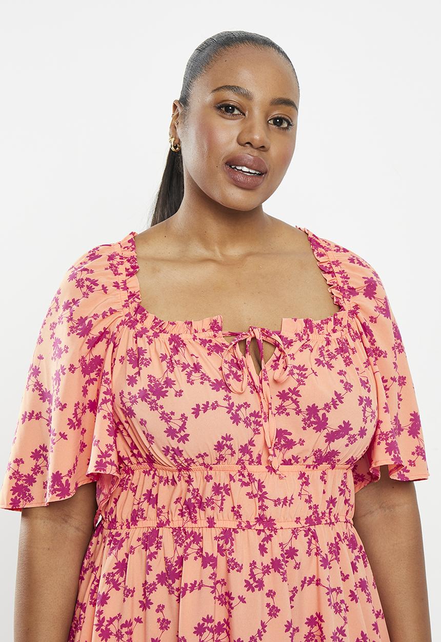 Me&B - Hannah dress - pink & peach floral