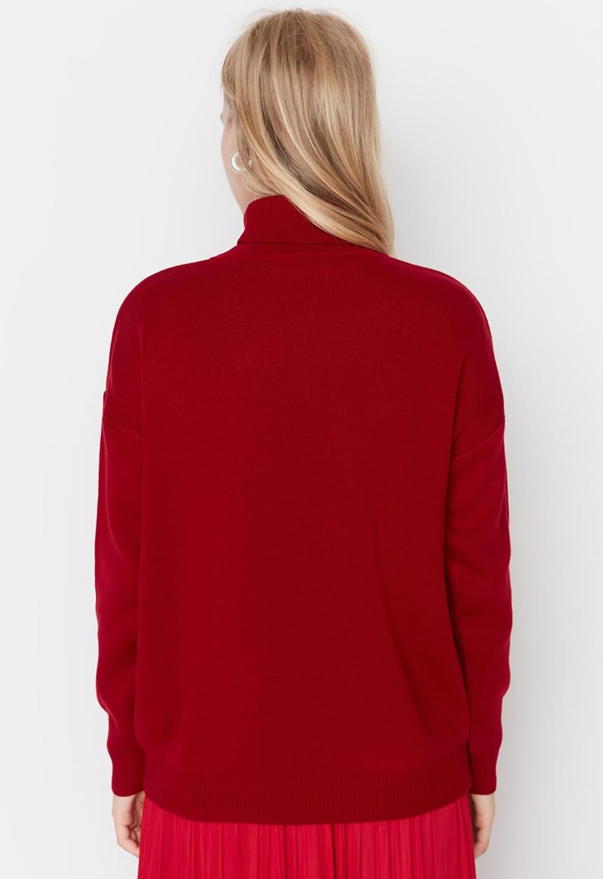 Trendyol - Turtle neck regular sweater - red