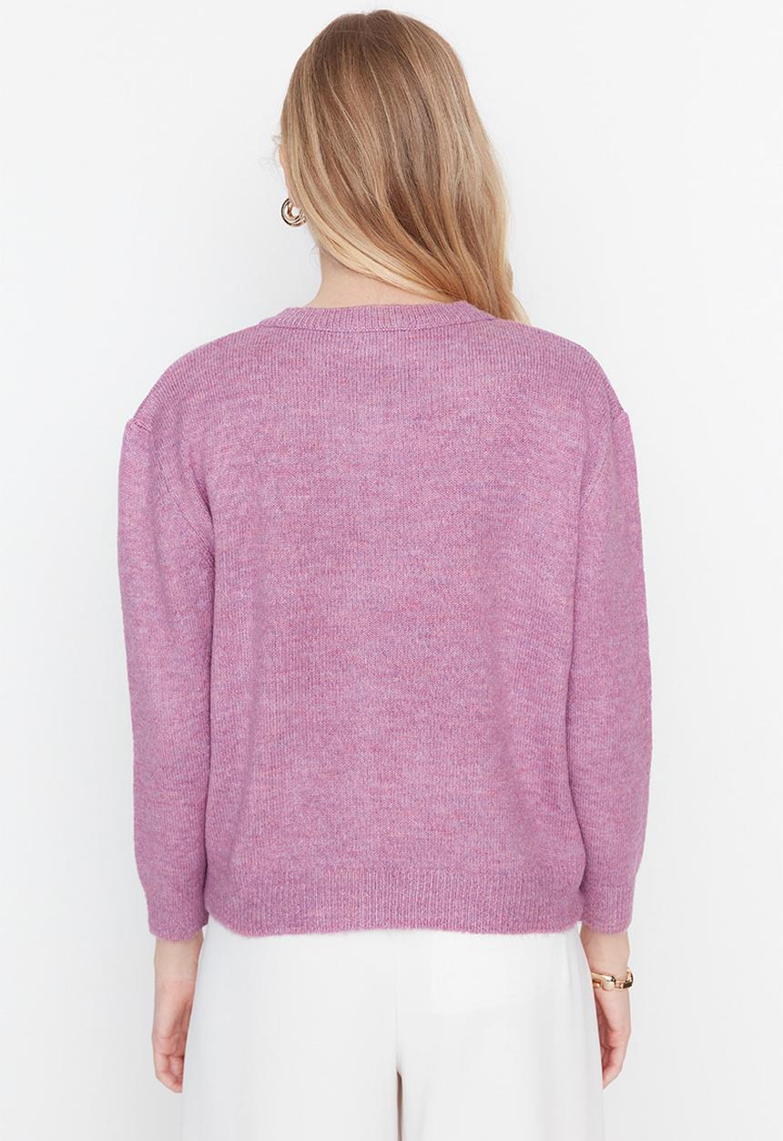 Trendyol - Heart button detail cardigan - lilac