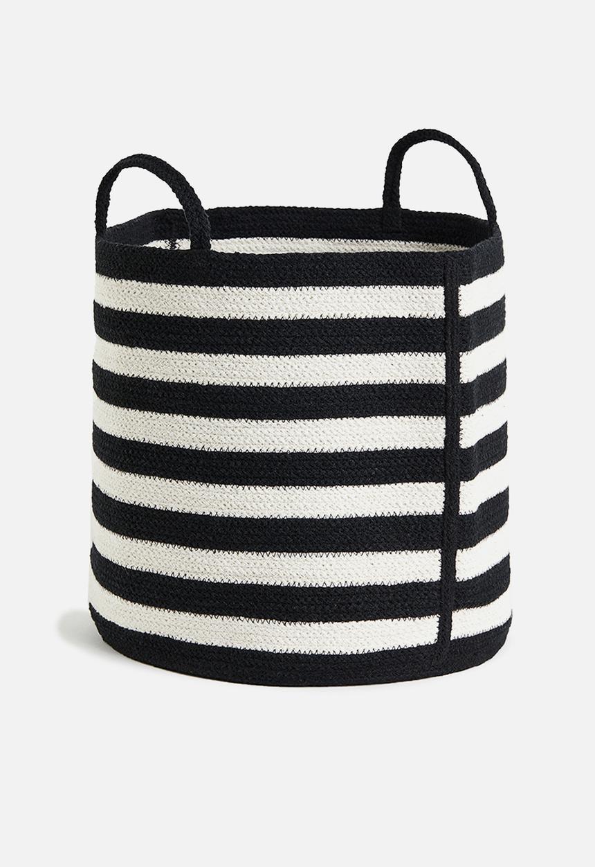H&M - Cotton storage basket - black & white striped