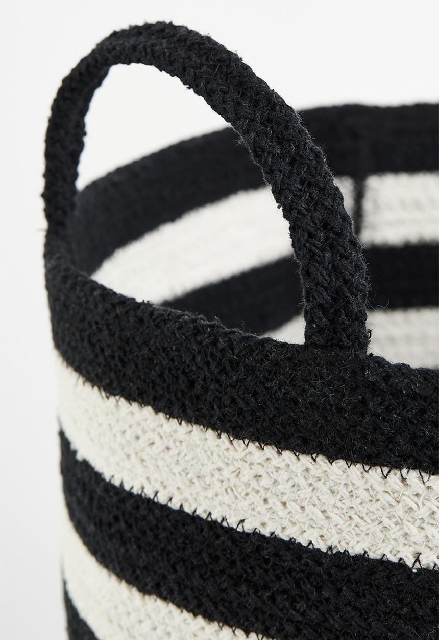 H&M - Cotton storage basket - black & white striped