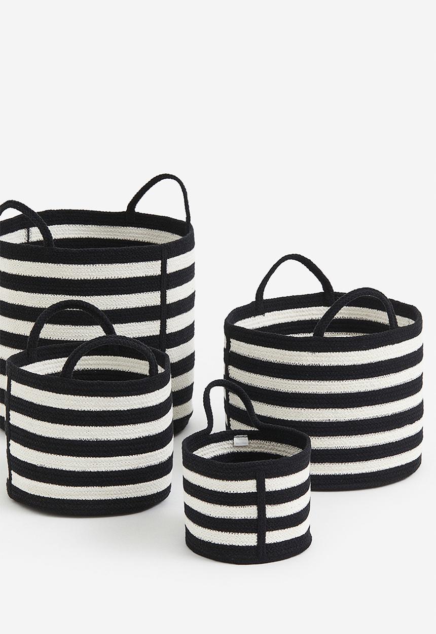 H&M - Cotton storage basket - black & white striped