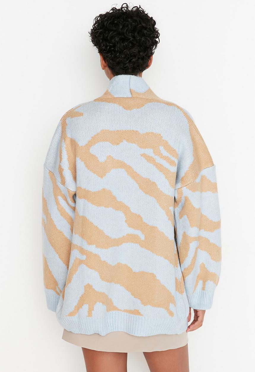 Trendyol - Casual animal print cardigan - light blue
