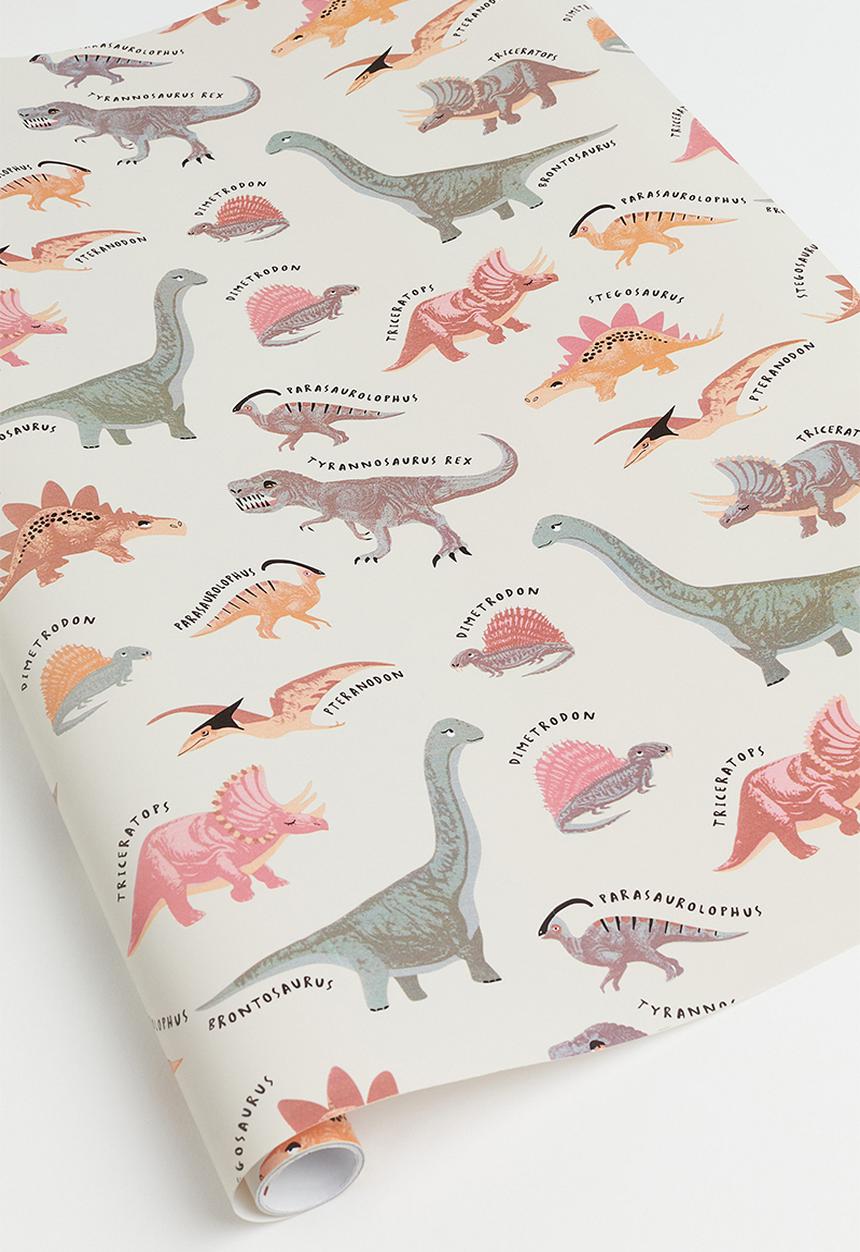 H&M - Gift wrap - natural white dinosaurs 