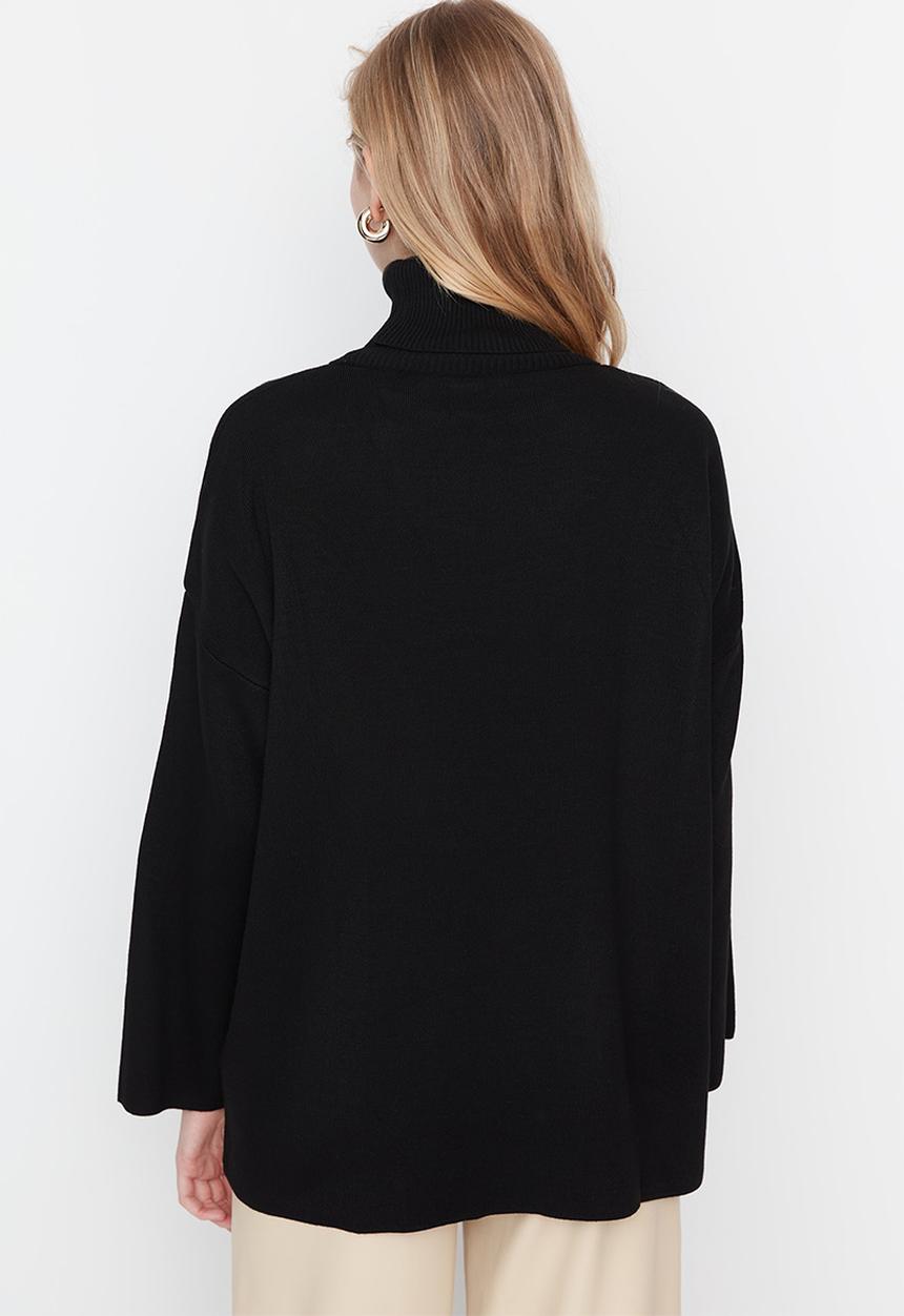 Trendyol - Oversize poloneck sweater - black