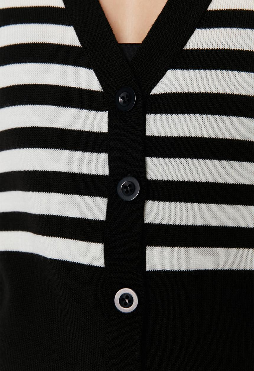 Trendyol - Striped colour black cardigan - black