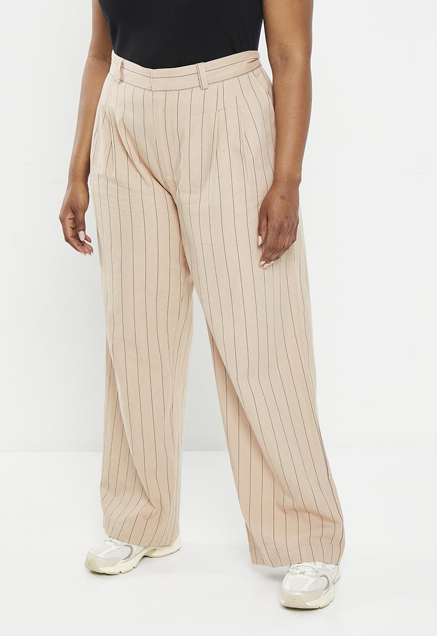Cotton On - Plus jude suiting pant - peta pinstripe stone