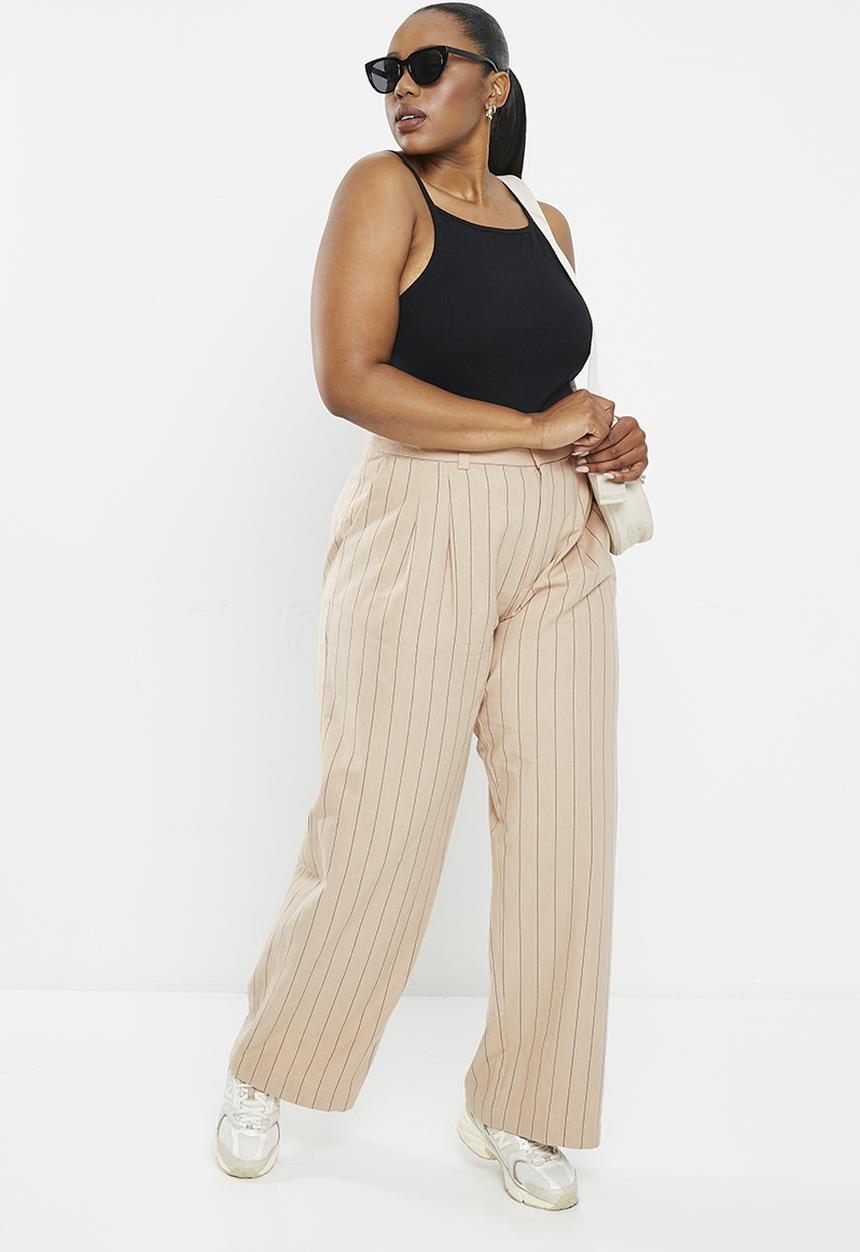Cotton On - Plus jude suiting pant - peta pinstripe stone