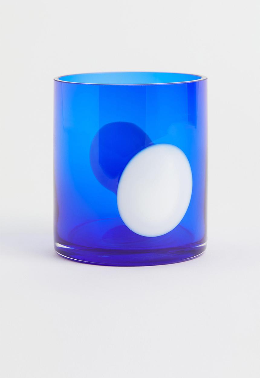 H&M - Glass tealight holder - bright blue